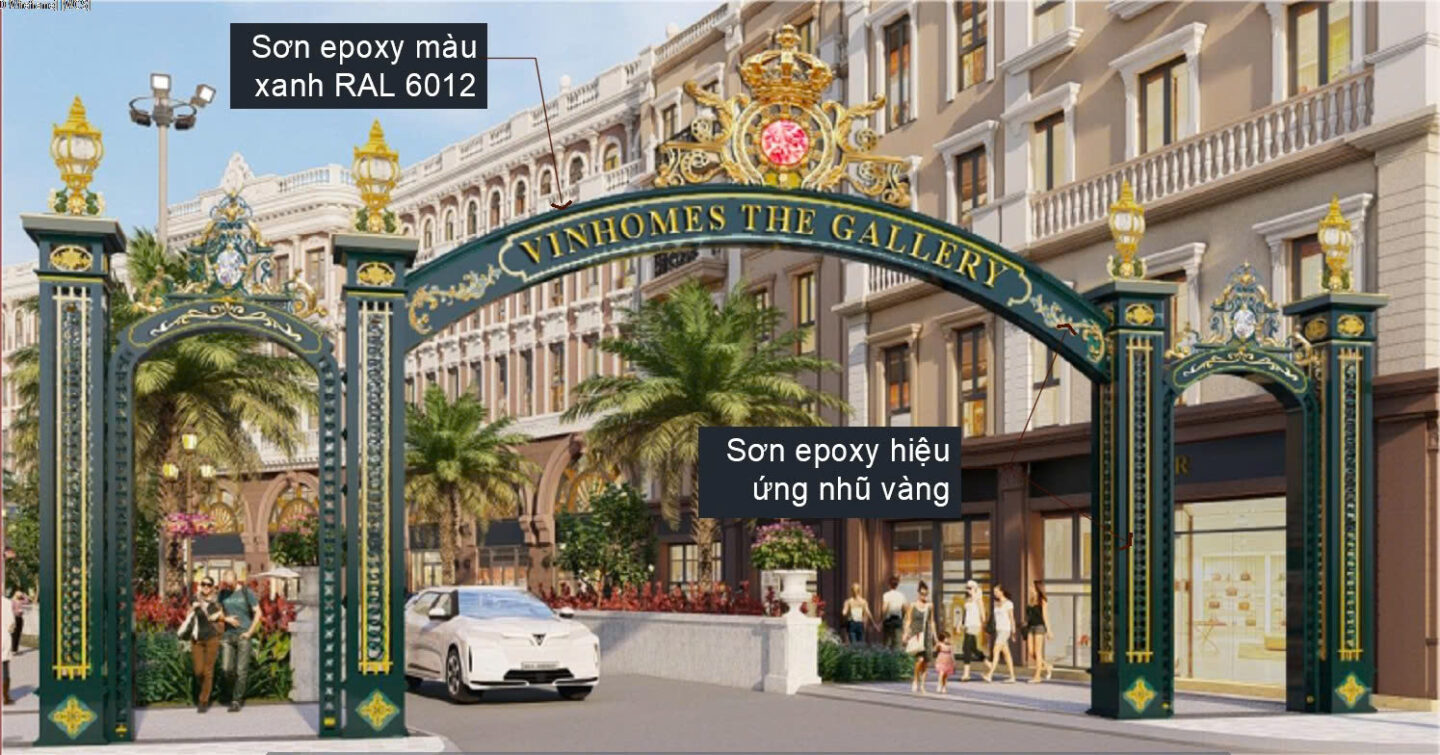 Cổng chào với hoa văn và chi tiết trang trí tại dự án 148 Giảng Võ.